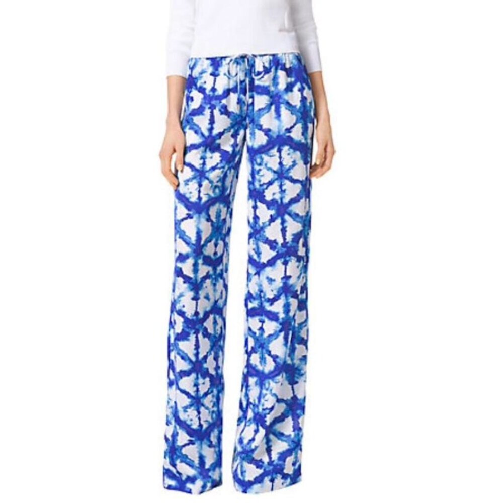 Michael Kors  Blue and white tie-dye wide-leg palazzo flowy pants small